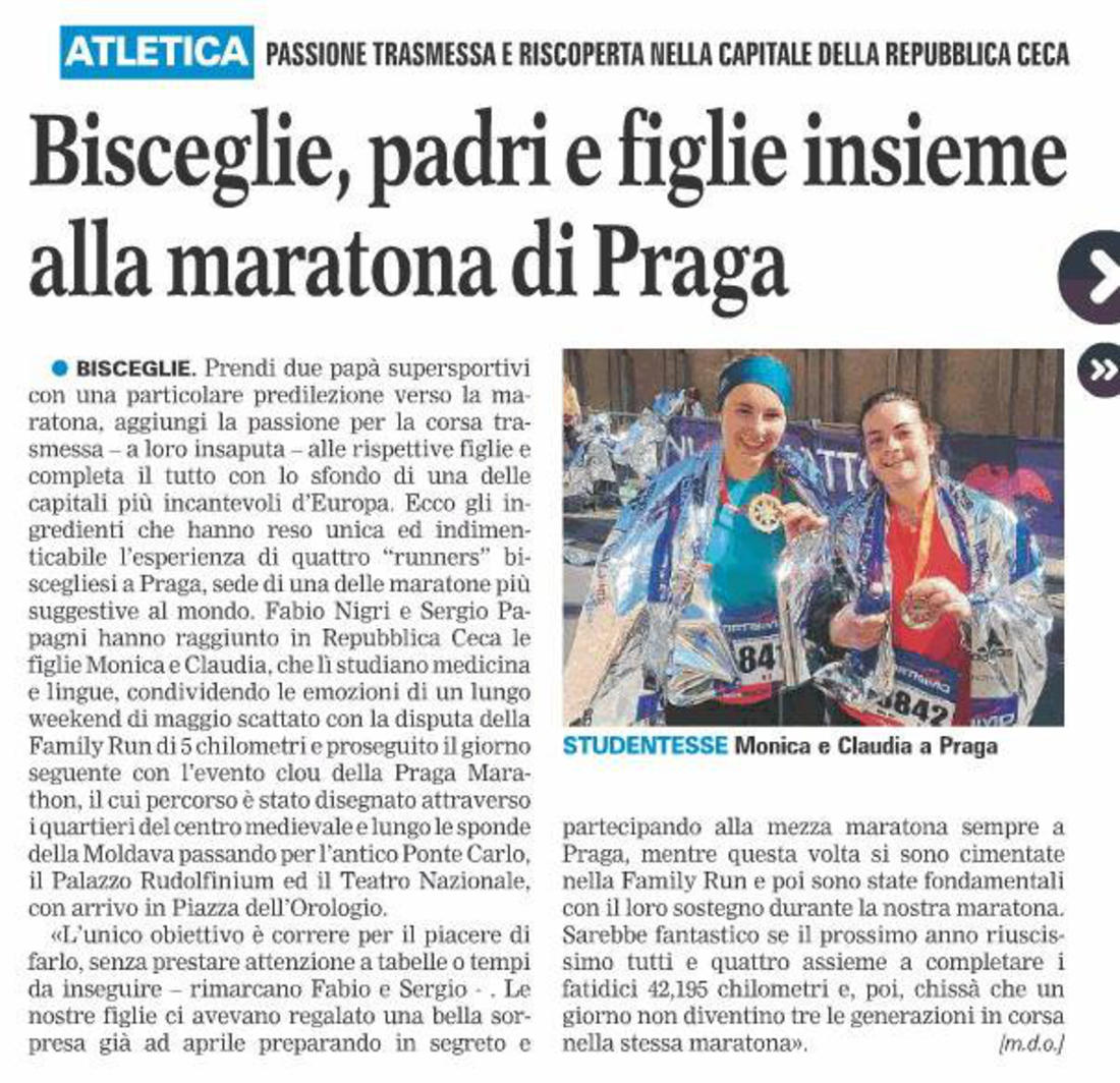 Le nostre studentesse Monica e Claudia e i loro genitori Fabio e Sergio alla Maratona di Praga