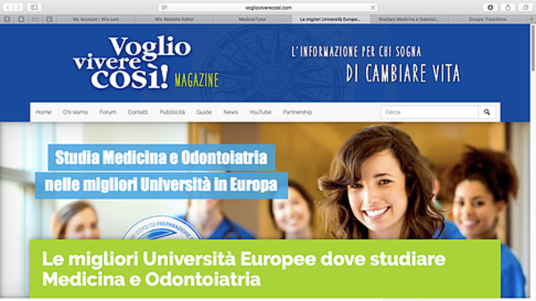 Ecco cosa scrive di noi il sito VOGLIOVIVERECOSI. Le migliori Università Europee dove studiare Medicina e Odontoiatria.