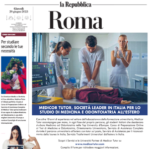 articolo di La Repubblica su Medicor Tutor 29 giugno 2023 - Rassegna Stampa